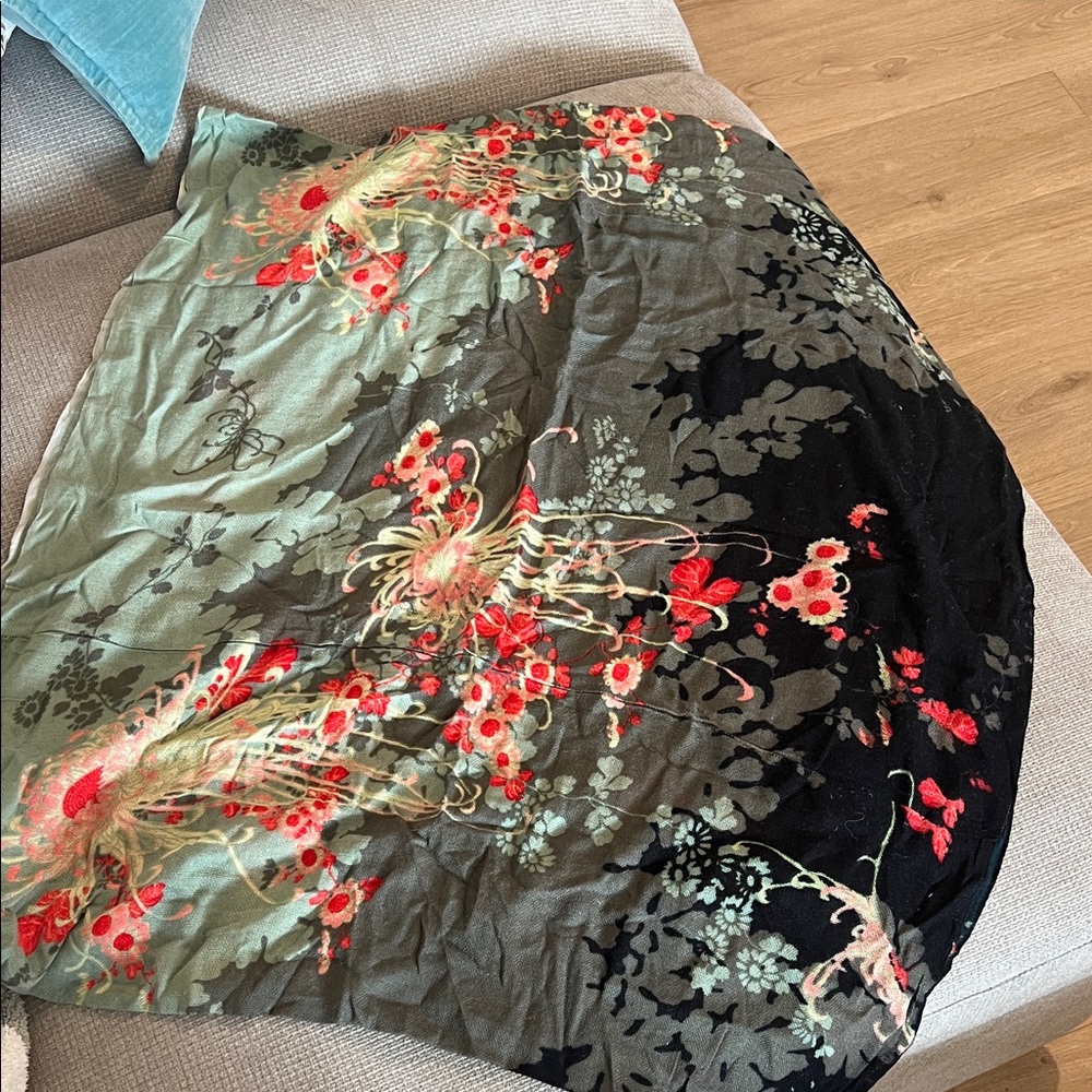Kimchi Blue Floral Wrap Scarf in Black, Green and Red